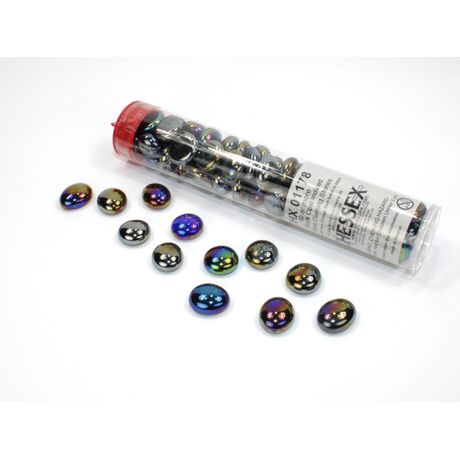 Black Opal Iridized Glass Stones in 5 1/2" Tube (40+)