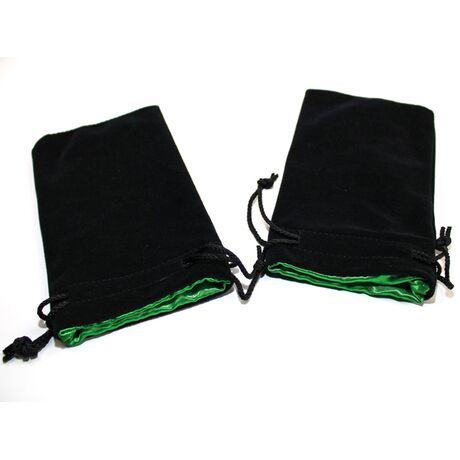 Velvet Bag Black / Green Inside Big 5" x 8"