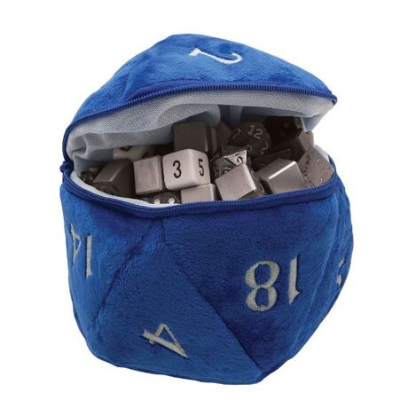 Blue D20 Plush Dice Bag