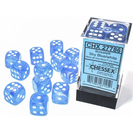 Borealis® Sky Blue/white Luminary™ Dice Block™ (12 dice)