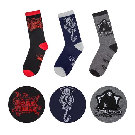 Harry Potter Dark Arts Socks Set of 3 (Red/Blue/Gray)