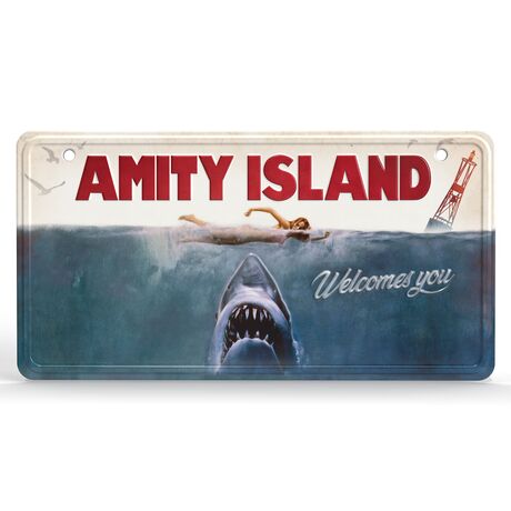 Jaws Amity Island Metal Sign (Metal Stamped / Embossed) Size : 30 x 15 cm