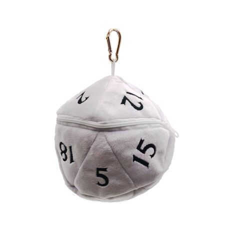 White D20 Plush Dice Bag