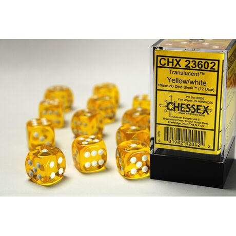 Translucent Yellow/White16mm Dice Block™ (12)