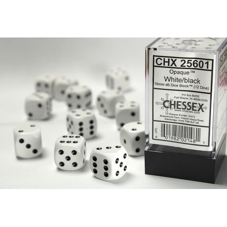 Opaque White/Black 16mm Dice Block™ (12)