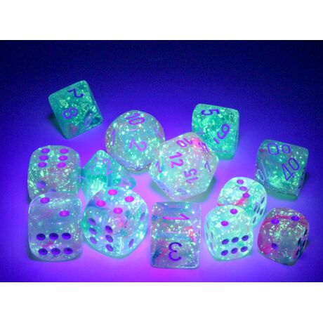 Nebula® Wisteria/white Luminary™ 16mm Dice Block™ (12 dice)