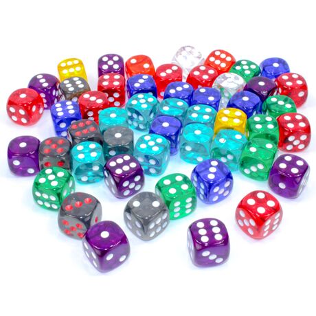 Translucent Polyhedral Dice: D6 16mm Pips