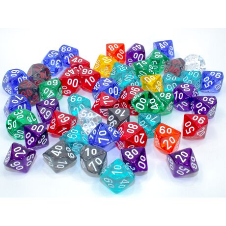 Translucent Polyhedral Dice: D10 Tens