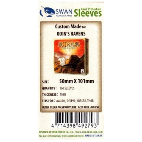 Swan Sleeves 50mm X 100mm ODIN'S RAVENS (160 pieces)