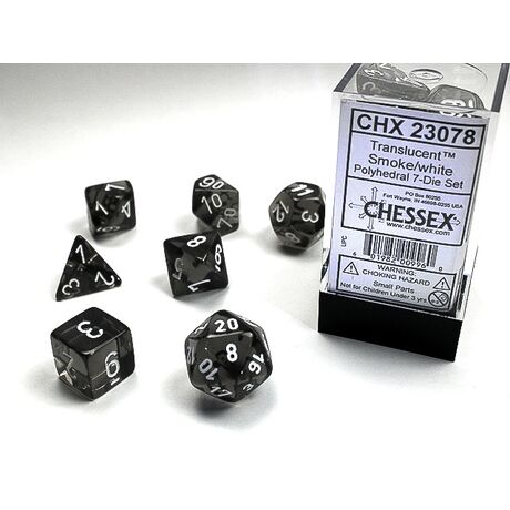 Translucent Smoke/white 7-Dice Set