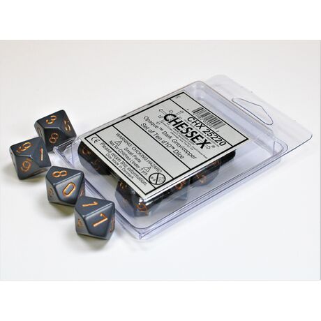 Opaque Dark Grey/copper Set of Ten d10s