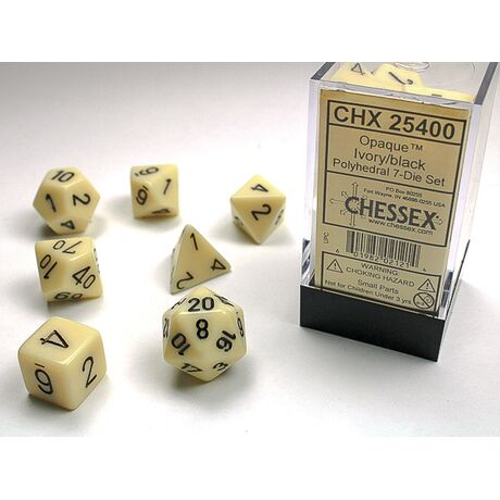 Opaque Ivory/black 7-Dice Set