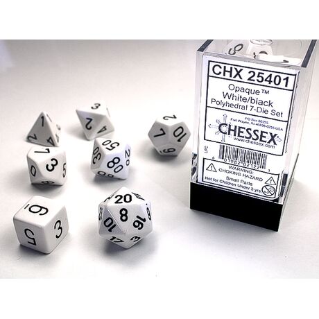 Opaque White/black 7-Dice Set
