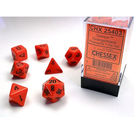 Opaque Orange/black 7-Dice Set