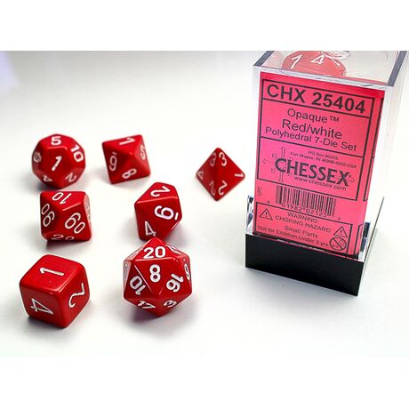 Opaque Red/white 7-Dice Set