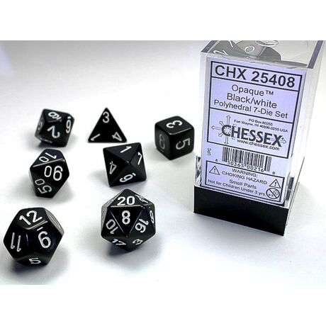 Opaque Black/white 7-Dice Set