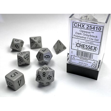 Opaque Dark Grey/black 7-Dice Set