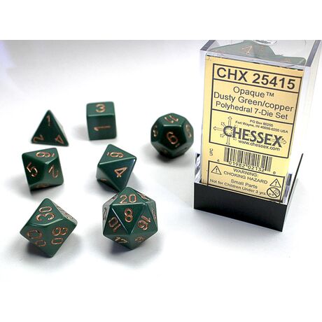 Opaque Dusty Green/copper 7-Dice Set