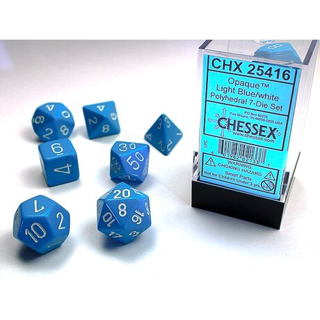 Opaque Light Blue/white 7-Dice Set