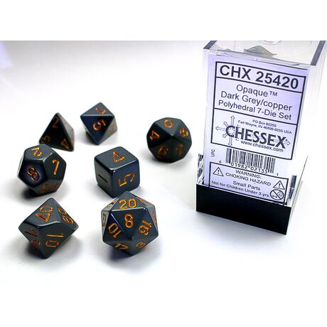 Opaque Dark Grey/copper 7-Dice Set