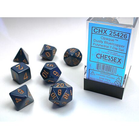 Opaque Dusty Blue/copper 7-Dice Set
