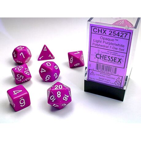 Opaque Light Purple/white 7-Dice Set