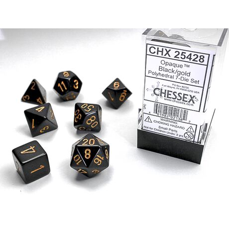 Opaque Black/gold 7-Dice Set