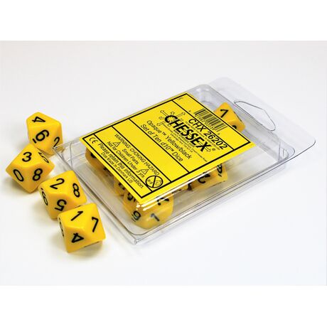 Opaque Yellow/black Set of Ten d10s