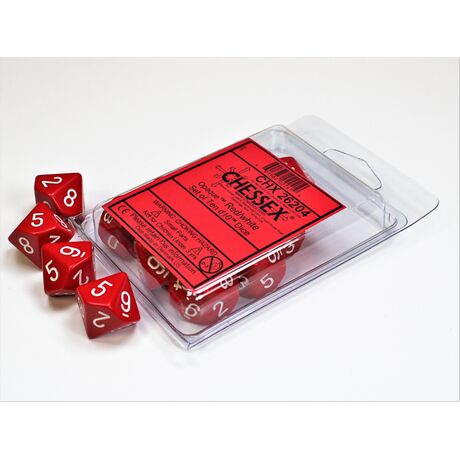Opaque Red/white Set of Ten d10s