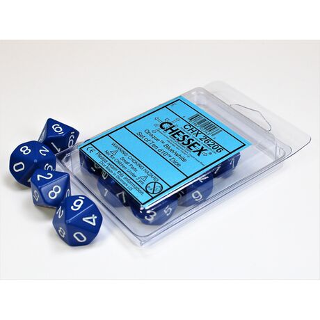 Opaque Blue/white Set of Ten d10s