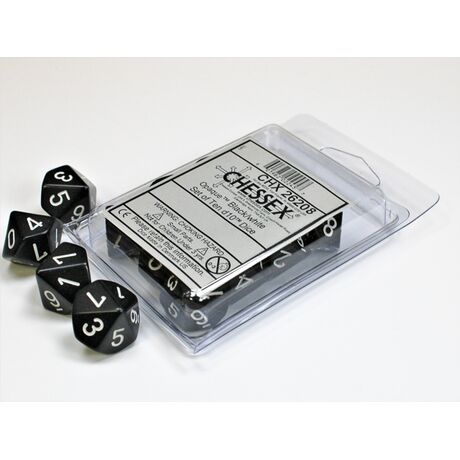 Opaque Black/white Set of Ten d10s