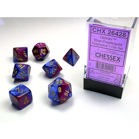 Gemini® Blue-Purple/gold 7-Dice Set