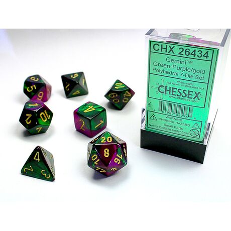 Gemini® Green-Purple/gold 7-Dice Set