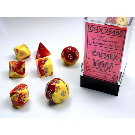 Gemini® Red-Yellow/silver 7-Dice Set