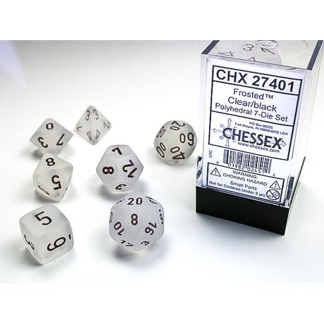 Frosted™ Clear/black 7-Dice Set