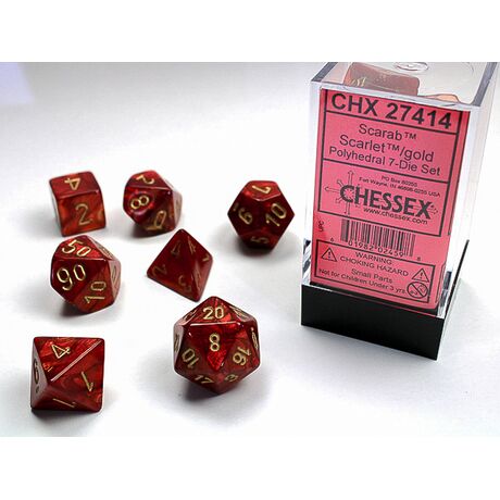 Scarab® Scarlet™/gold 7-Dice Set