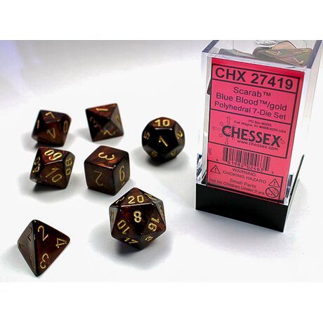 Scarab® Blue Blood™/gold 7-Dice Set