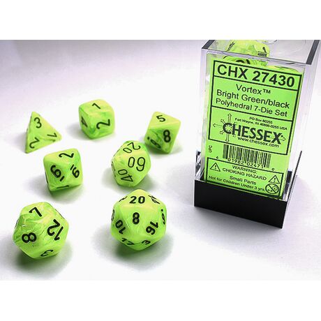 Vortex® Bright Green/black 7-Dice Set