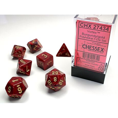 Vortex® Burgundy/gold 7-Dice Set