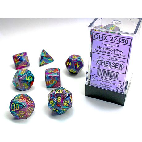 Festive® Mosaic/yellow 7-Dice set