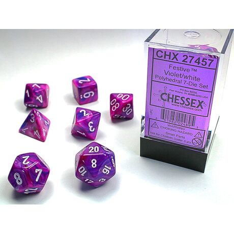 Festive® Violet/white 7-Dice Set