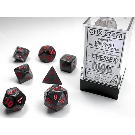 Velvet® Black w/Red 7-Dice Set