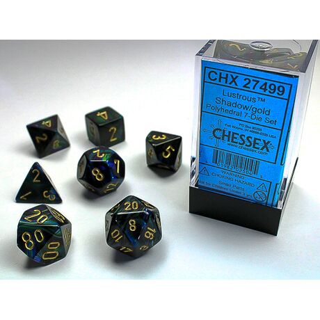 Lustrous® Shadow/gold 7-Dice Set