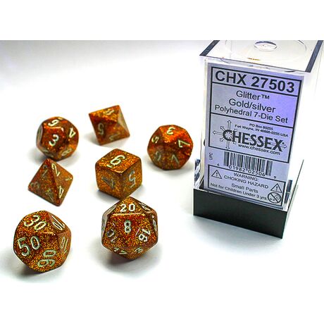 Glitter Gold/silver 7-Dice Set