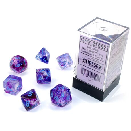 Nebula® Nocturnal™/blue Luminary™ 7-Dice Set