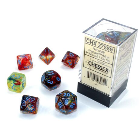 Nebula® Primary™/blue Luminary™ 7-Dice Set