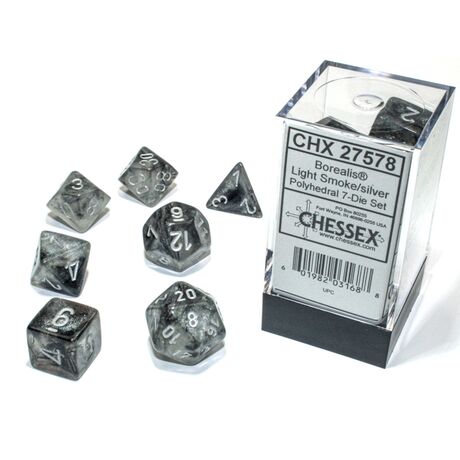 Borealis® Light Smoke/silver Luminary™ 7-Dice Set