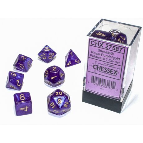 Borealis® Royal Purple/gold Luminary™ 7-Dice Set