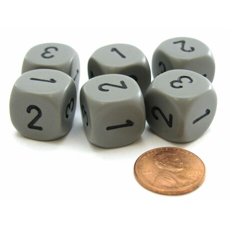 Opaque 16mm d3 (d6 w/ 1-2-3 twice) Grey/black