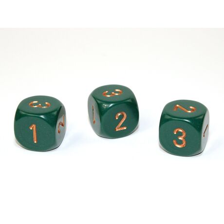 Opaque 16mm d3 (d6 w/ 1-2-3 twice) Dusty Green/copper